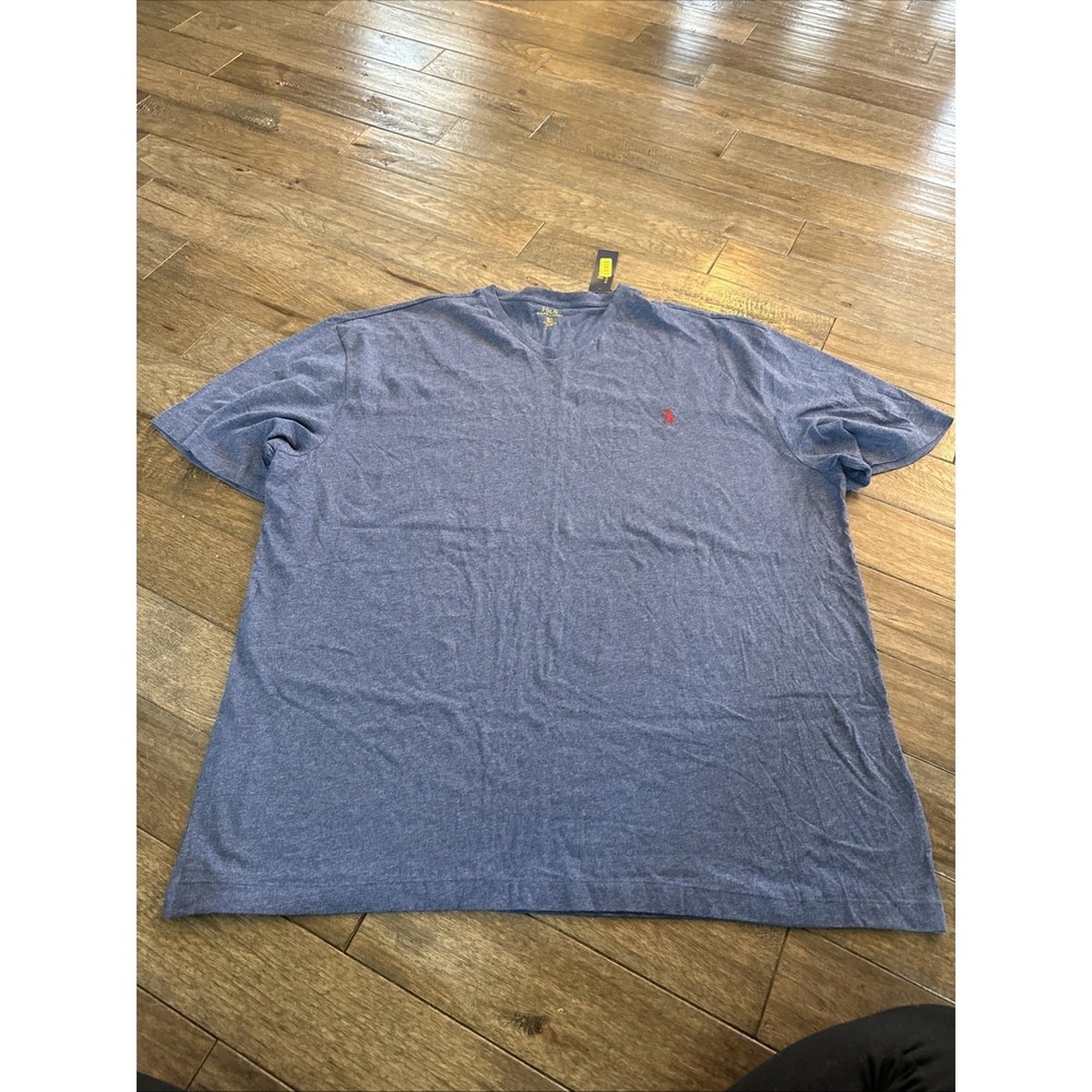 Polo Ralph Lauren V-Neck T-Shirt Mens 2XLT Rustic Navy Heathered Pony Logo NWT